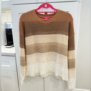 Lilly Pulitzer Elannie Toffee Brown Beige Knit Long Sleeve Sweater Size Large L